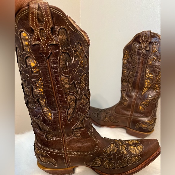 Twisted X Shoes - Twisted X “Steppin’ Out” leather upper Western Boot Brown size 9.5